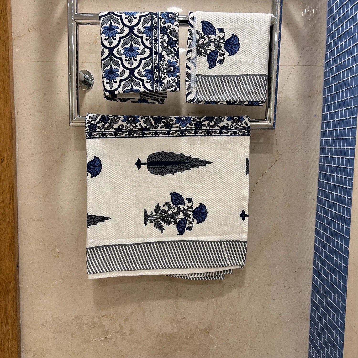 Hand & Bath Towel Set | Pure Cotton | Set of 3 | 300 GSM | Super-Soft, Absorbent & Odor Resistant - Kiran